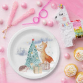 かわいい愛らしいクリスマスフォックス ペーパープレート (パーティー)