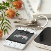 かわいい愛らしいゾウ、水玉模様、ブラックボウ キーホルダー (正面右)