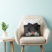 かわいい愛らしいゾウ、水玉模様、ブラックボウ クッション (椅子)