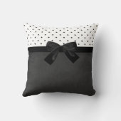 かわいい愛らしいゾウ、水玉模様、ブラックボウ クッション (裏面)