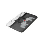 かわいい愛らしいゾウ、水玉模様、ブラックボウ バスマット (アングル)