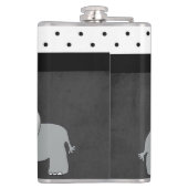 かわいい愛らしいゾウ、水玉模様、ブラックボウ フラスク (裏面)