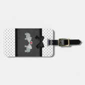 かわいい愛らしいゾウ、水玉模様、ブラックボウ ラゲッジタグ (正面横)