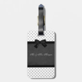 かわいい愛らしいゾウ、水玉模様、ブラックボウ ラゲッジタグ (裏面縦)