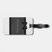 かわいい愛らしいゾウ、水玉模様、ブラックボウ ラゲッジタグ (裏面横)