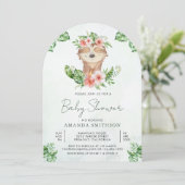 かわいい愛らしいフローラスロスガールアーチベイビーシャワー 招待状 (スタンド正面)