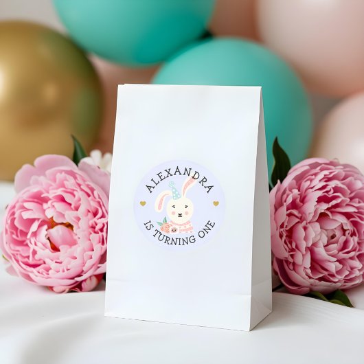 かわいい愛らしいベビーうさぎパーティー動物 ラウンドシール