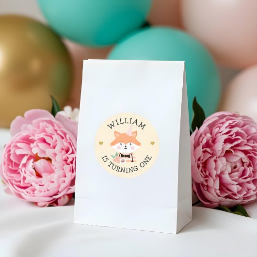 かわいい愛らしいベビーキツネパーティー動物 ラウンドシール