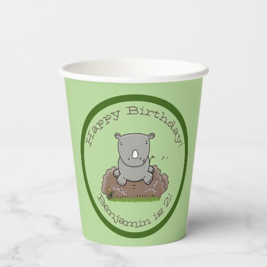 かわいい愛らしいベビーサイの漫画イラストレーション 紙コップ (裏面)