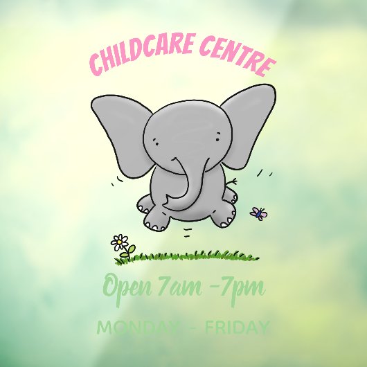 かわいい愛らしいベビー象の漫画イラストレーション ウィンドウサイン (シート3)