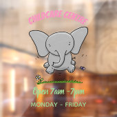 かわいい愛らしいベビー象の漫画イラストレーション ウィンドウサイン (シート2)