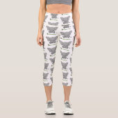 かわいい愛らしいベビー象の漫画イラストレーション カプリレギンス (正面)