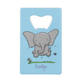 かわいい愛らしいベビー象の漫画イラストレーション クレジットカード栓抜き (正面)