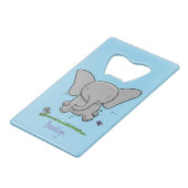 かわいい愛らしいベビー象の漫画イラストレーション クレジットカード栓抜き (裏面アングル)