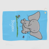 かわいい愛らしいベビー象の漫画イラストレーション ゴルフタオル (横)