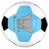 かわいい愛らしいベビー象の漫画イラストレーション サッカーボール (回転)
