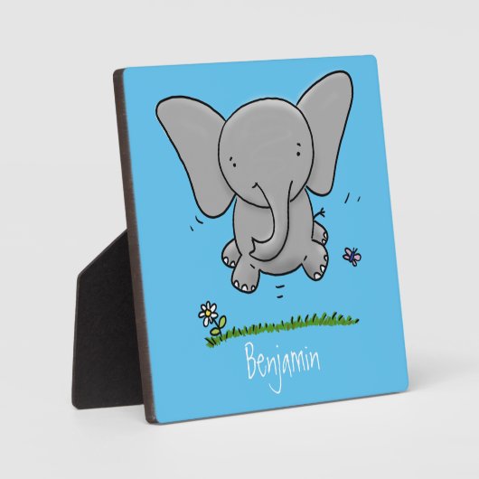 かわいい愛らしいベビー象の漫画イラストレーション フォトプラーク (正面)