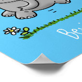 かわいい愛らしいベビー象の漫画イラストレーション ポスター (角)