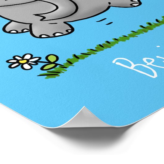 かわいい愛らしいベビー象の漫画イラストレーション ポスター (角)