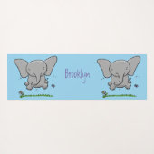 かわいい愛らしいベビー象の漫画イラストレーション ヨガマット (裏面(横))