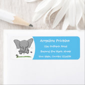 かわいい愛らしいベビー象の漫画イラストレーション ラベル (インサイチュ)