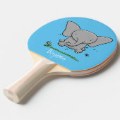 かわいい愛らしいベビー象の漫画イラストレーション 卓球ラケット (正面アングル)