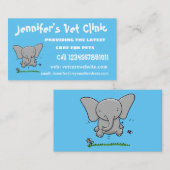 かわいい愛らしいベビー象の漫画イラストレーション 名刺 (正面/裏面)