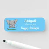 かわいい愛らしいベビー象の漫画イラストレーション 名札 (インサイチュ)