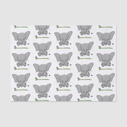 かわいい愛らしいベビー象の漫画イラストレーション 薄葉紙 (正面)