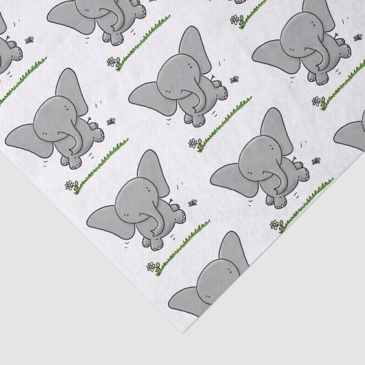 かわいい愛らしいベビー象の漫画イラストレーション 薄葉紙 (詳細)