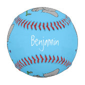 かわいい愛らしいベビー象の漫画イラストレーション 野球ボール (正面)