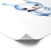 かわいい愛らしいラビットボーイブルーベビー子供部屋デコール ポスター (角)