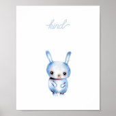かわいい愛らしいラビットボーイブルーベビー子供部屋デコール ポスター (正面)