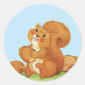 かわいい愛らしいリスのナッツ ラウンドシール (正面)
