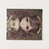 かわいい愛らしいヴィンテージスタイルチビ（小さくかわいく書いた感じ）かわいいガールアート タペストリー (正面(横))