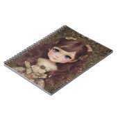 かわいい愛らしいヴィンテージスタイルチビ(小さくかわいく書いた感じ)かわいいガールアート ノートブック (左側)