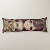 かわいい愛らしいヴィンテージスタイルチビ（小さくかわいく書いた感じ）かわいいガールアート ボディピロー (裏面)