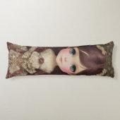 かわいい愛らしいヴィンテージスタイルチビ（小さくかわいく書いた感じ）かわいいガールアート ボディピロー (正面)