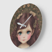 かわいい愛らしいヴィンテージスタイルチビ（小さくかわいく書いた感じ）かわいいガールアート ラージ壁時計 (傾斜)