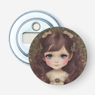 かわいい愛らしいヴィンテージスタイルチビ（小さくかわいく書いた感じ）かわいいガールアート 栓抜き