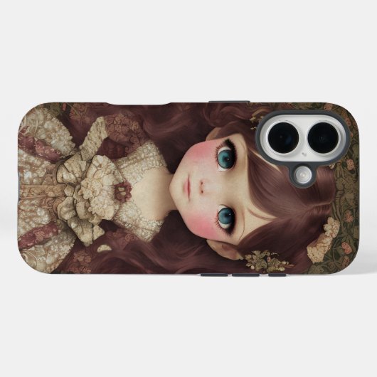 かわいい愛らしいヴィンテージスタイルチビ（小さくかわいく書いた感じ）かわいいガールアート Case-Mate iPhoneケース (裏面 (横))