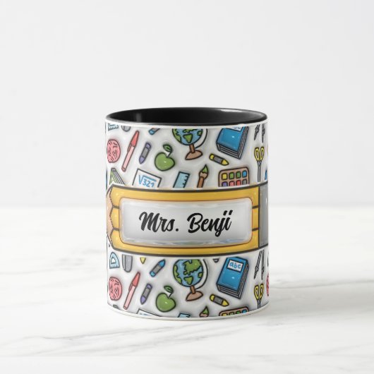 かわいい愛らしい先生名3D膨らんだルックデザイン マグカップ (中央)