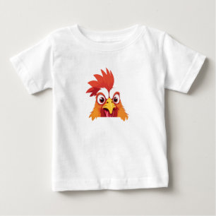かわいい愛らしい動物の漫画を覗おもしろいき見る鶏 ベビーTシャツ