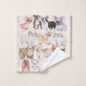 かわいい愛らしい子犬 バスタオルセット (ウォッシュタオル)