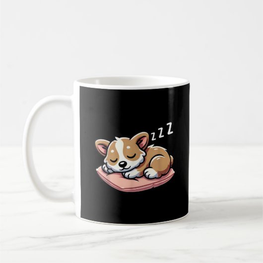 かわいい愛らしい寝ている動物愛好家ウェルシュコーギP コーヒーマグカップ (左)