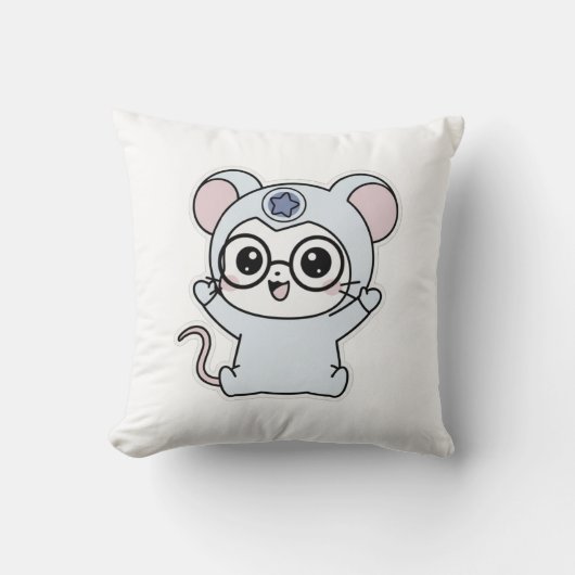 かわいい愛らしい小さな可愛いねずみ クッション (正面)