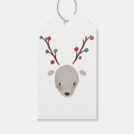 かわいい愛らしい水彩鹿トナカイ ギフトタグ (正面)