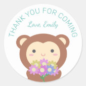 かわいい愛らしい漫画のサルさん来ありがとう ラウンドシール (正面)