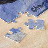 かわいい愛らしい白黒ドッグジグソーパズル ジグソーパズル (側面)