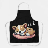 かわいい愛らしい眠る動物愛好家ウェルシュコーギーP エプロン (正面)